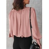 Dokotoo Women’s Tops Blouses for Women Casual Long Sleeve Shirts Crew Neck Bohemian Solid Color Spring Work Business(Pink)