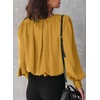 Dokotoo Women’s Tops Blouses for Women Casual Long Sleeve Shirts Crew Neck Bohemian Solid Color Spring Work Business(Yellow)
