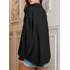Dokotoo Womens Tops Oversized Textured Button Down Shirts Smocked Long Sleeve V Neck Casual Loose Blouses