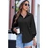 Dokotoo Womens Tops Oversized Textured Button Down Shirts Smocked Long Sleeve V Neck Casual Loose Blouses