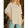 Dokotoo Womens Tunic Top Plus Size Tops Dressy Casual Scoop Neck Babydoll Cute Tops Short Sleeve Shirts 2024 Spring Summer Top Oversized T Shirt Ladies Tops and Blouses for Women Apricot Small