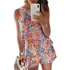 Dokotoo Rompers for Women Summer Dressy Short Jumpsuits 2026(Orange Floral)
