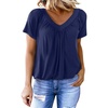 Dokotoo Women’s Casual Summer T Shirts Short Sleeve V Neck Tops Tshirts(Blue)