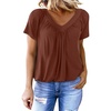 Dokotoo Women’s Casual Summer T Shirts Short Sleeve V Neck Tops Tshirts(Brown)