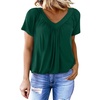Dokotoo Women’s Casual Summer T Shirts Short Sleeve V Neck Tops Tshirts(Dark Green)