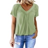 Dokotoo Women’s Casual Summer T Shirts Short Sleeve V Neck Tops Tshirts(Grass Green)