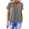Dokotoo Women’s Casual Summer T Shirts Short Sleeve V Neck Tops Tshirts(Grey 2)
