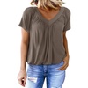 Dokotoo Women’s Casual Summer T Shirts Short Sleeve V Neck Tops Tshirts(Khaki)