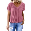 Dokotoo Women’s Casual Summer T Shirts Short Sleeve V Neck Tops Tshirts(Pink)