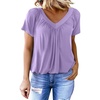 Dokotoo Women’s Casual Summer T Shirts Short Sleeve V Neck Tops Tshirts(Purple)