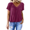 Dokotoo Women’s Casual Summer T Shirts Short Sleeve V Neck Tops Tshirts(Red)