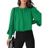 Dokotoo Women’s Tops Blouses for Women Casual Long Sleeve Shirts Crew Neck Bohemian Solid Color Spring Work Business(A Green)