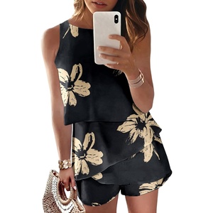Dokotoo Rompers for Women Summer Dressy Short Jumpsuits 2026(Black Floral)