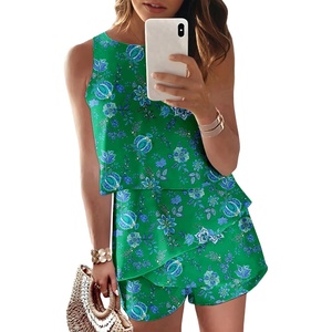 Dokotoo Rompers for Women Summer Dressy Short Jumpsuits 2026(Green Floral)