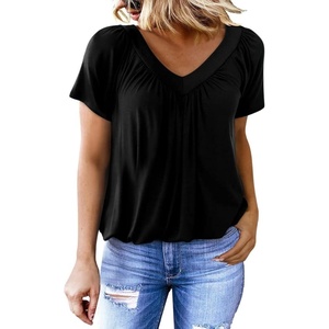 Dokotoo Women’s Casual Summer T Shirts Short Sleeve V Neck Tops Tshirts(Black)