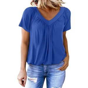 Dokotoo Women’s Casual Summer T Shirts Short Sleeve V Neck Tops Tshirts(Dark Blue)