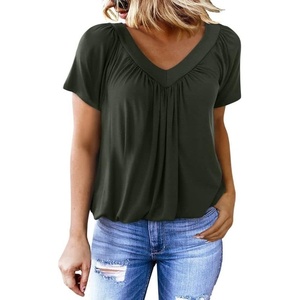 Dokotoo Women’s Casual Summer T Shirts Short Sleeve V Neck Tops Tshirts(Green)