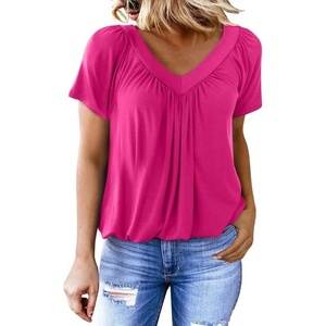 Dokotoo Women’s Casual Summer T Shirts Short Sleeve V Neck Tops Tshirts(Rose)