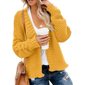 Dokotoo Womens Open Front Long Sleeve Chunky Knit Cardigan Sweaters Loose Outwear Coat(C Yellow)