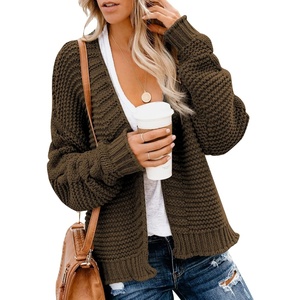 Dokotoo Womens Open Front Long Sleeve Chunky Knit Cardigan Sweaters Loose Outwear Coat(C1 Brown)