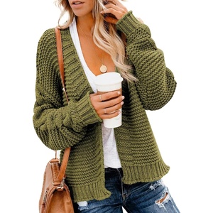 Dokotoo Womens Open Front Long Sleeve Chunky Knit Cardigan Sweaters Loose Outwear Coat(C1 Green)