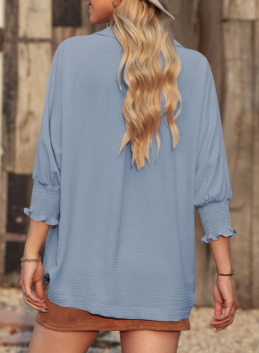 image:imageDokotoo 34 Length Sleeve Womens Tops Dressy Blouses Collared ShirtsMyosotis