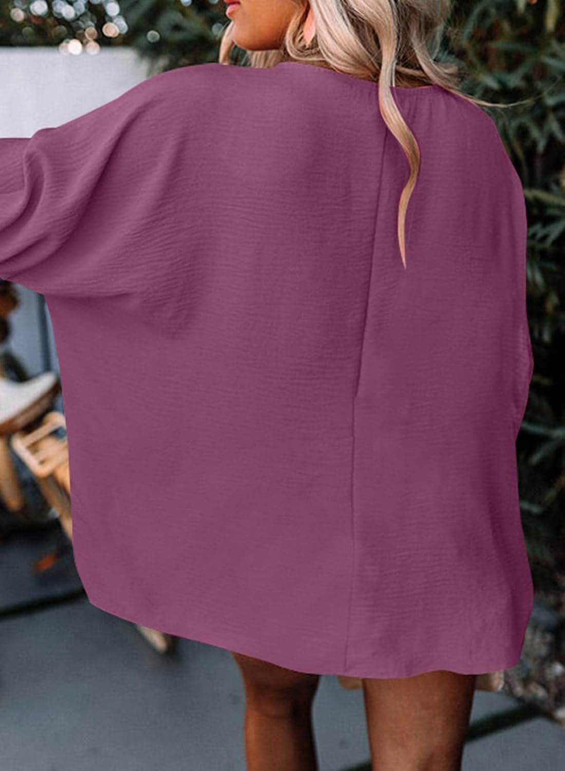 image:imageDokotoo 34 Length Sleeve Womens Tops Dressy Casual Blouses Boat Neck Batwing Babydoll TopA Dark Purple