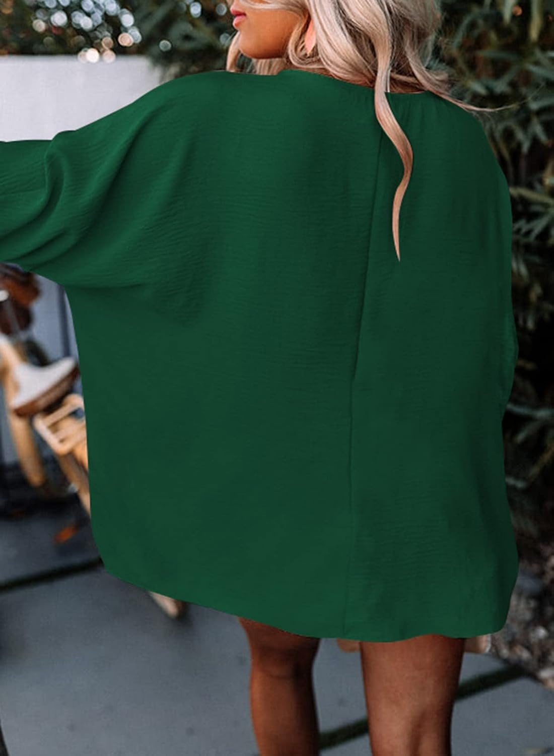 image:imageDokotoo 34 Length Sleeve Womens Tops Dressy Casual Blouses Boat Neck Batwing Babydoll TopA Green