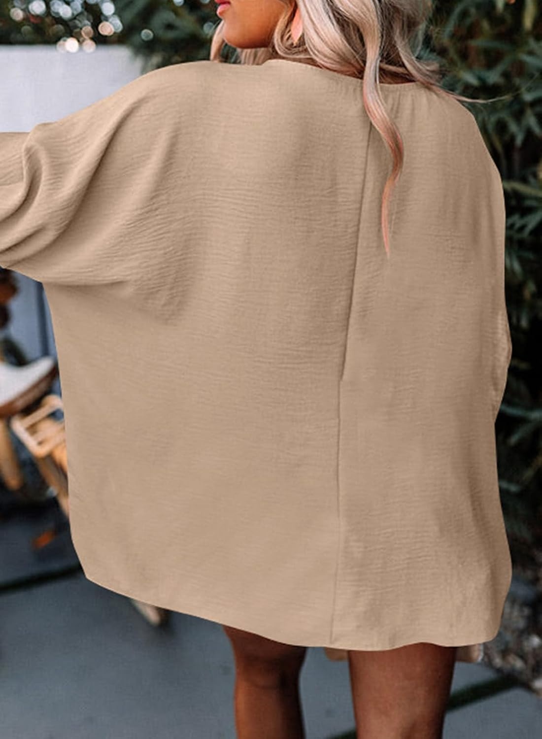 image:imageDokotoo 34 Length Sleeve Womens Tops Dressy Casual Blouses Boat Neck Batwing Babydoll TopA Khaki