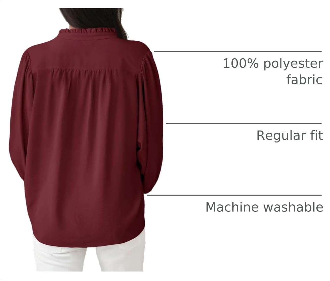 image:imageDokotoo Blouses for Women Dressy Casual V Neck Button Down ShirtsBurgundy