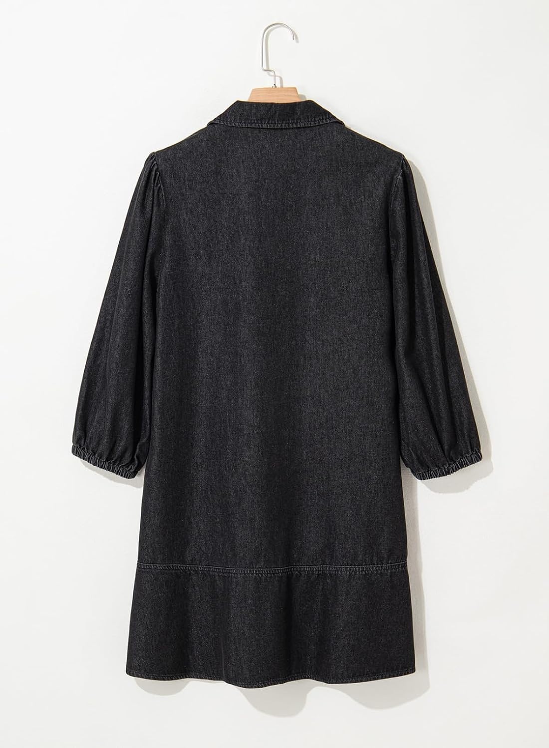 image:imageDokotoo Denim Dress for Women Fall 34 Puff Sleeve Babydoll Jean DressCarbon Grey