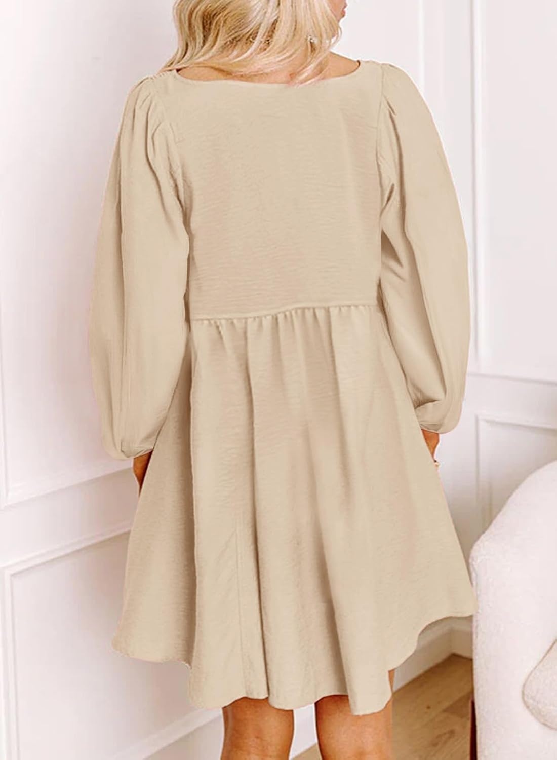 image:imageDokotoo Fall Dresses for Women 2026 Casual Long Sleeve Mini DressApricot