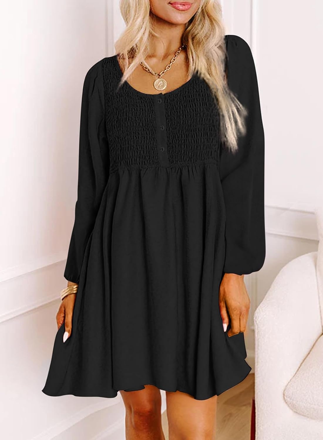image:imageDokotoo Fall Dresses for Women 2026 Casual Long Sleeve Mini DressBlack