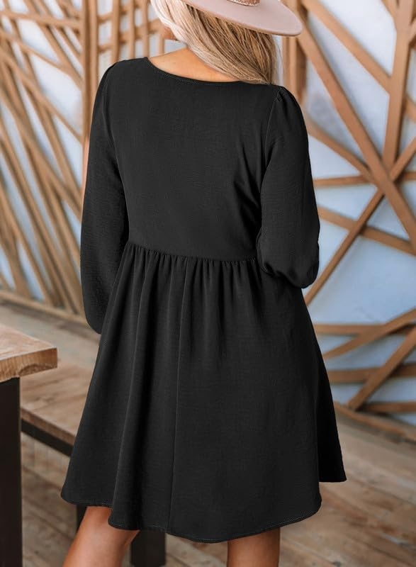 image:imageDokotoo Fall Dresses for Women 2026 Casual Long Sleeve Mini DressBlack