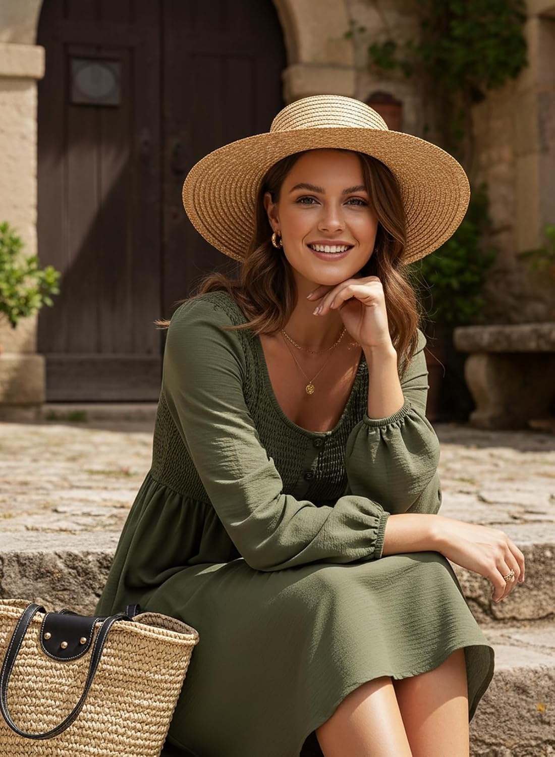 image:imageDokotoo Fall Dresses for Women 2026 Casual Long Sleeve Mini DressGreen