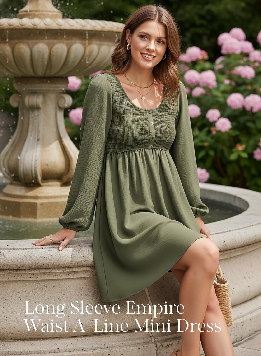 image:imageDokotoo Fall Dresses for Women 2026 Casual Long Sleeve Mini DressGreen