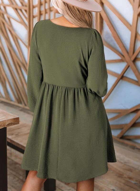 image:imageDokotoo Fall Dresses for Women 2026 Casual Long Sleeve Mini DressGreen