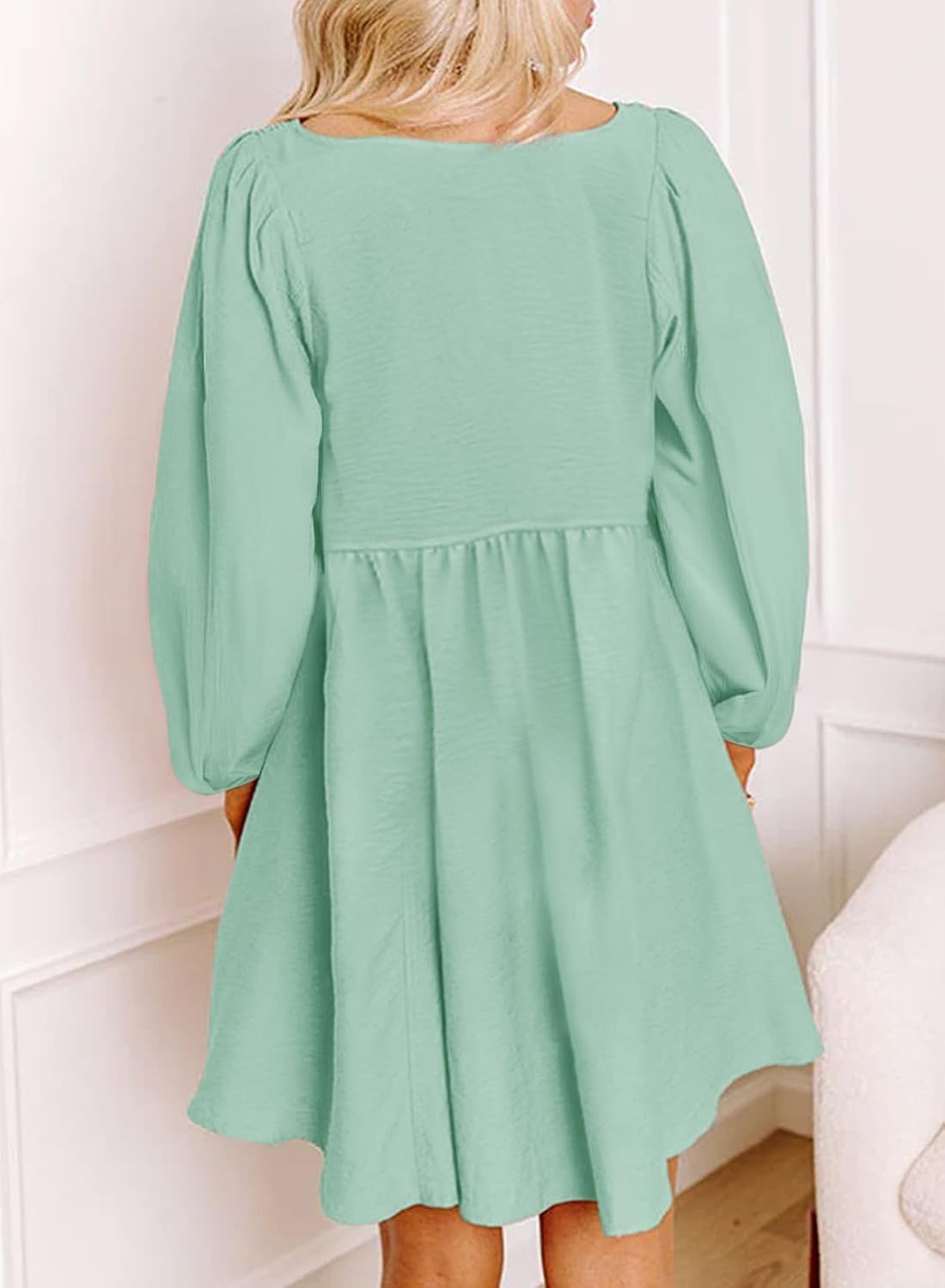 image:imageDokotoo Fall Dresses for Women 2026 Casual Long Sleeve Mini DressMint Green