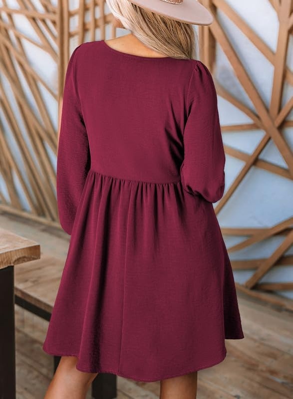 image:imageDokotoo Fall Dresses for Women 2026 Casual Long Sleeve Mini DressRose