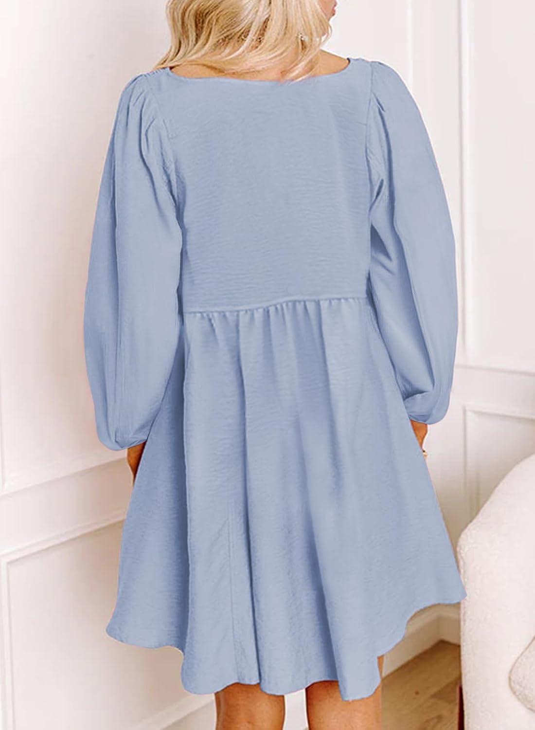 image:imageDokotoo Fall Dresses for Women 2026 Casual Long Sleeve Mini DressSky Blue