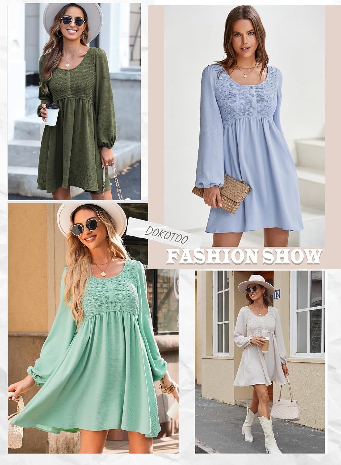 image:imageDokotoo Fall Dresses for Women 2026 Casual Long Sleeve Mini DressSky Blue