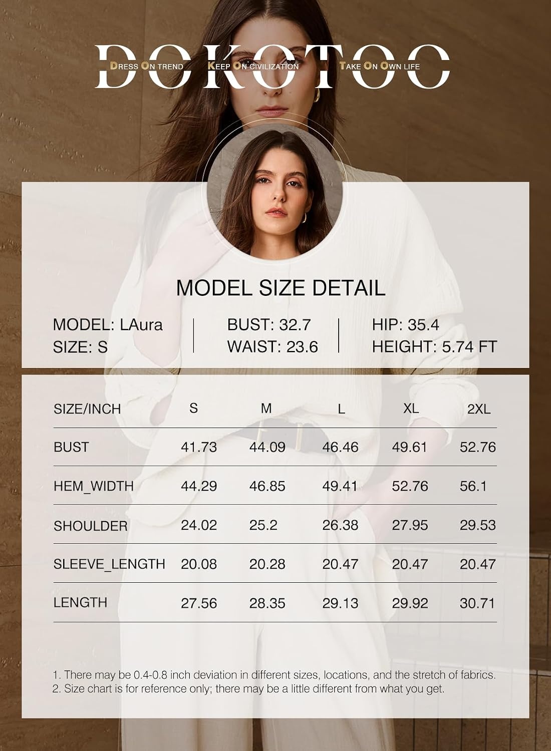 image:imageDokotoo Long Sleeve Shirts for Women Casual V Neck Oversized Blouses TopsApricot