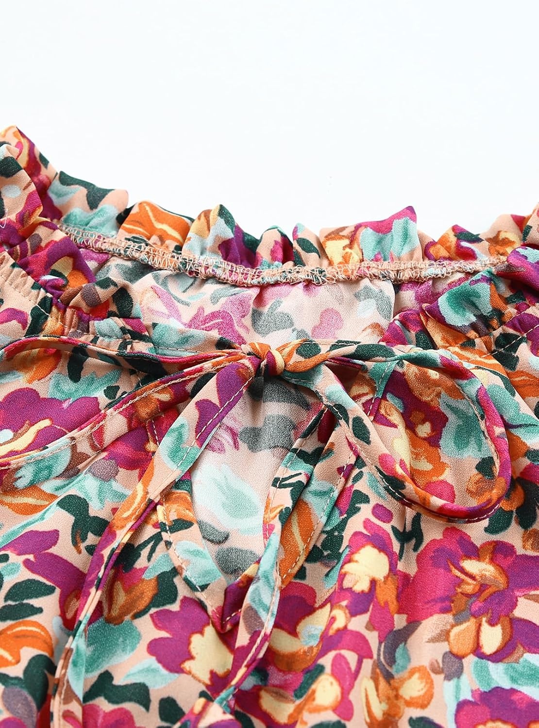 image:imageDokotoo Womens 2024 Split V Neck Ruffle Chiffon Elegant Mini Short Skirt DressesZ Print Floral 6