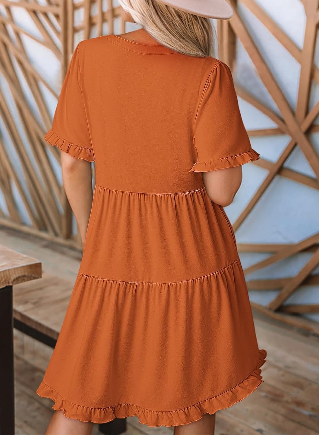 image:imageDokotoo Womens A Line Babydoll Casual Summer Dresses with PocketsCarrot