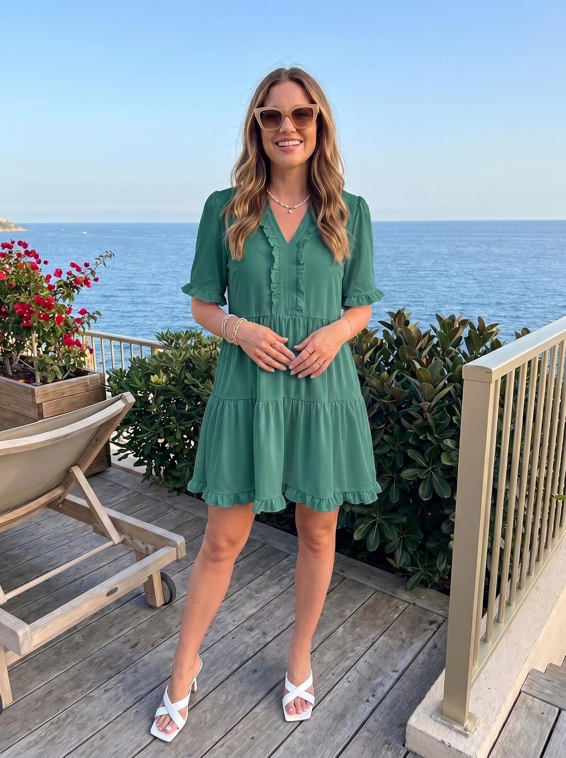 image:imageDokotoo Womens A Line Babydoll Casual Summer Dresses with PocketsSage Green