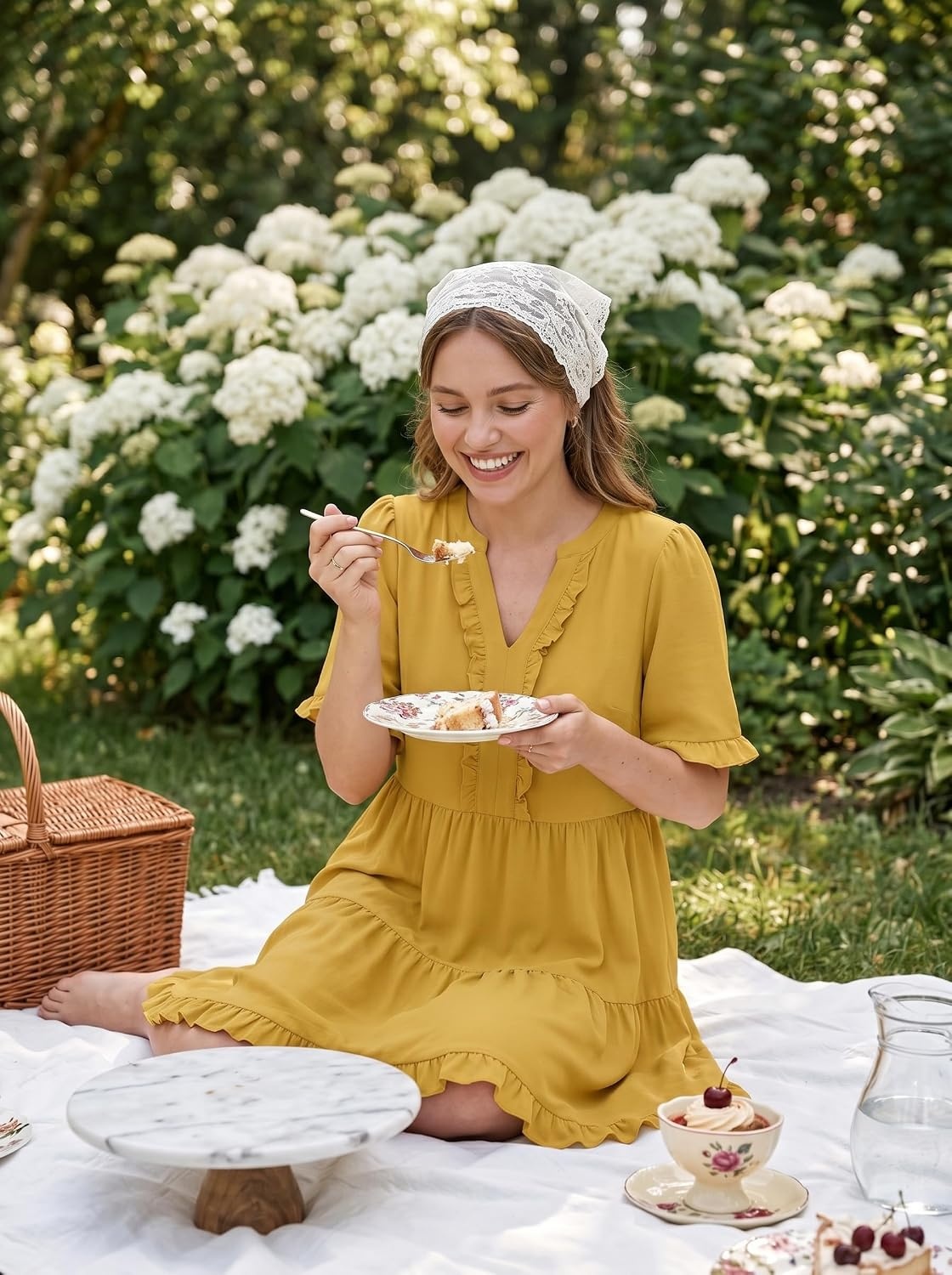 image:imageDokotoo Womens A Line Babydoll Casual Summer Dresses with PocketsYellow
