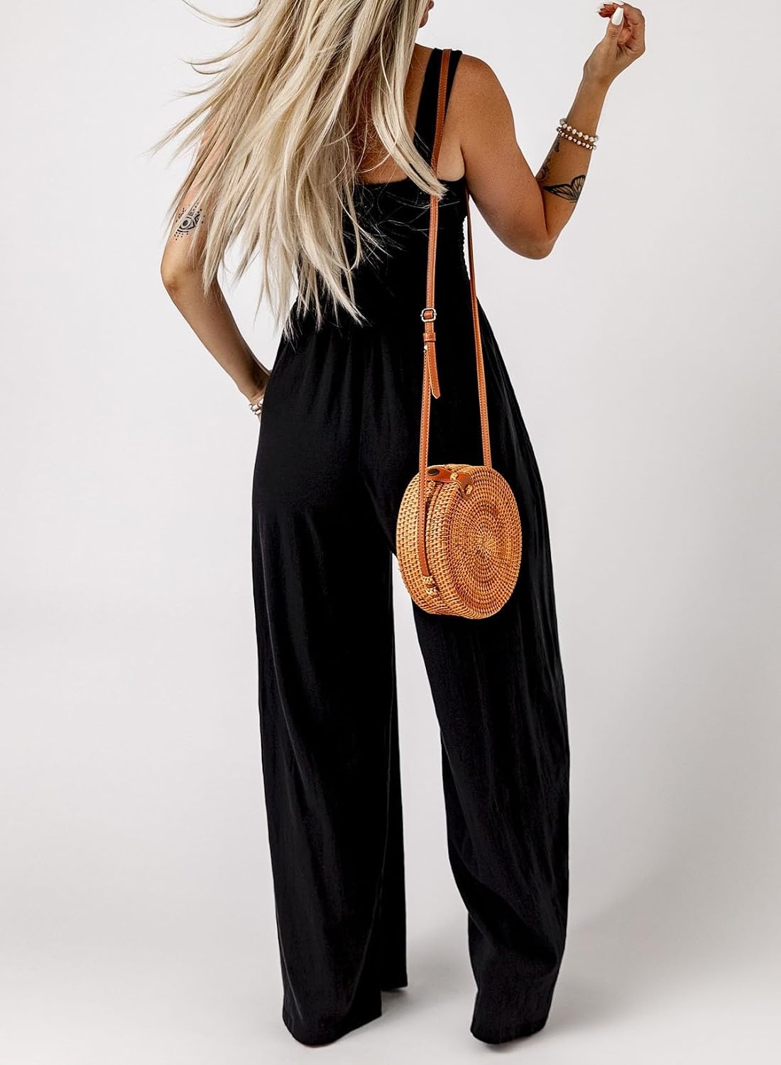 image:imageDokotoo Womens Casual Jumpsuits One Piece Sleeveless Wide Leg RompersBlack