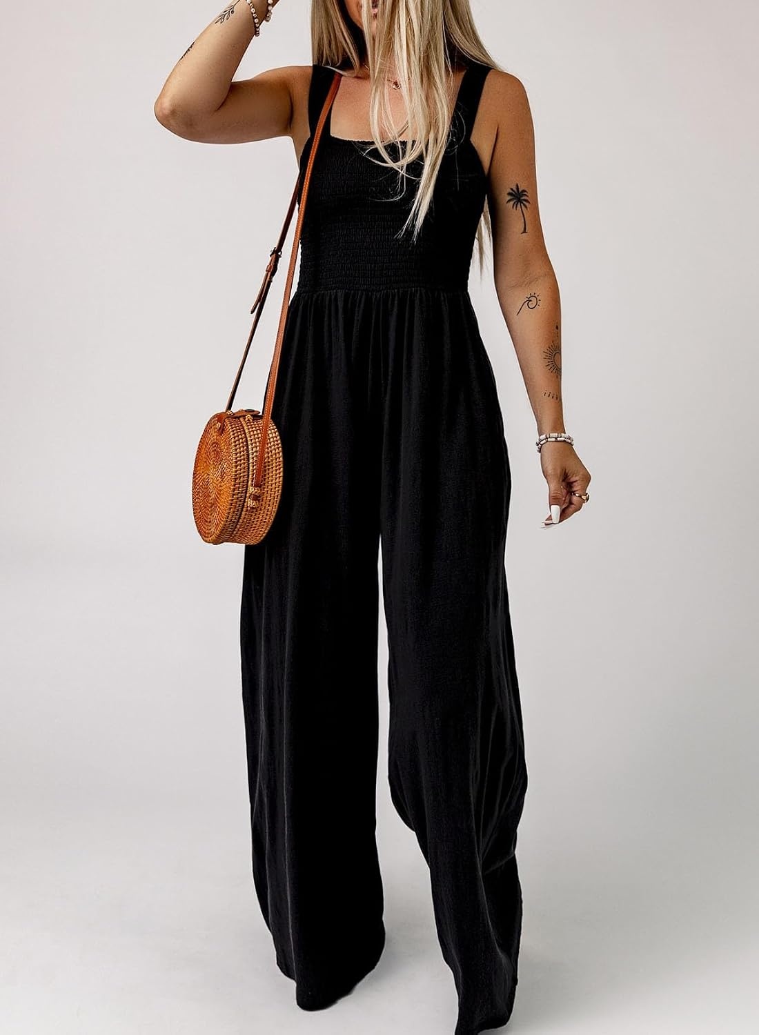 image:imageDokotoo Womens Casual Jumpsuits One Piece Sleeveless Wide Leg RompersBlack