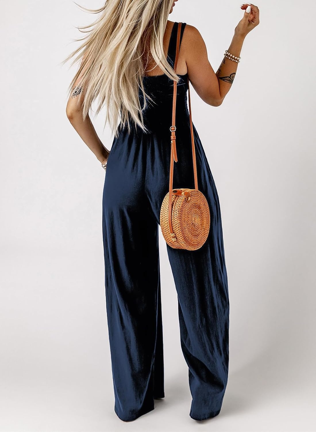 image:imageDokotoo Womens Casual Jumpsuits One Piece Sleeveless Wide Leg RompersBlue