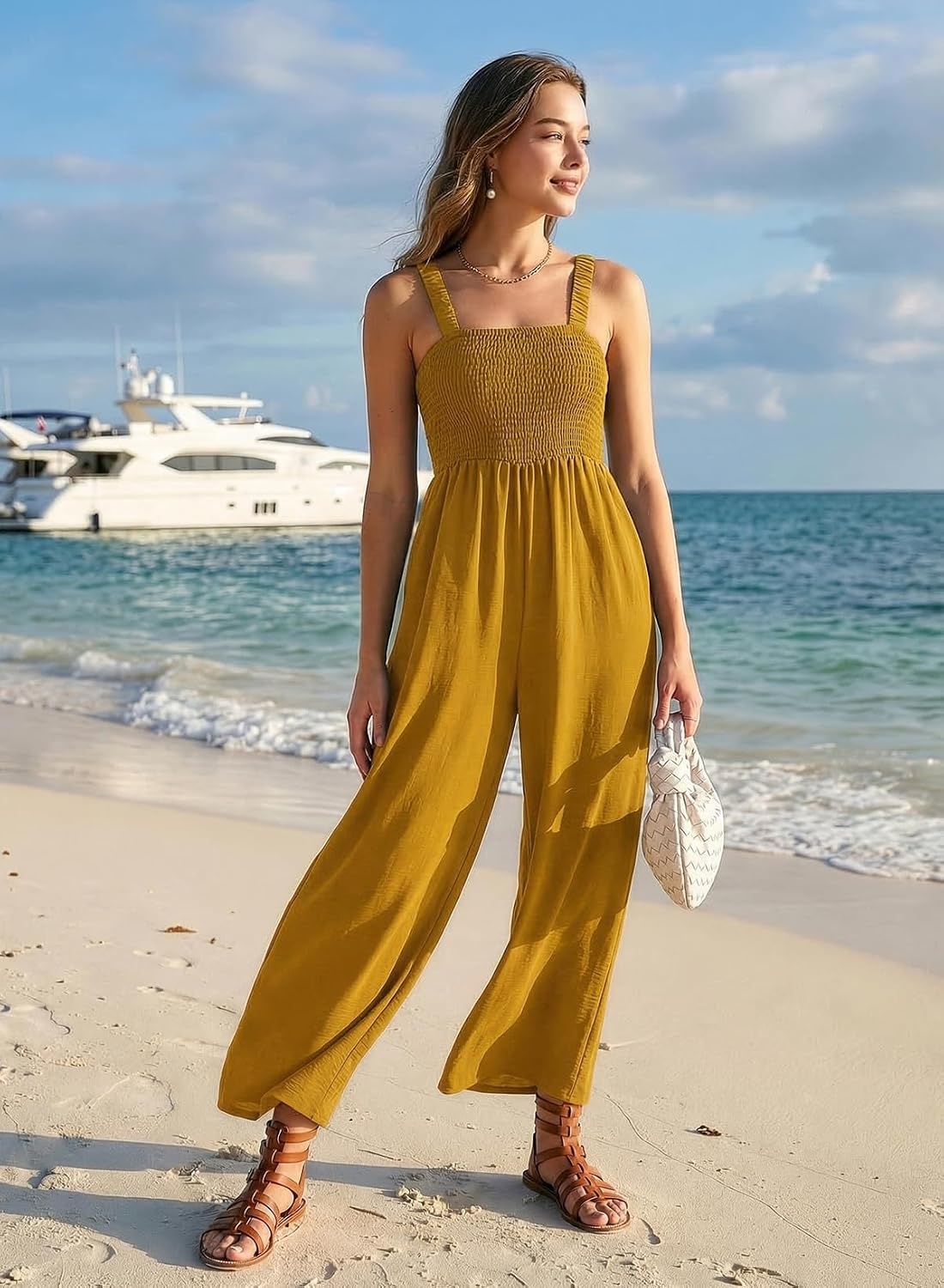 image:imageDokotoo Womens Casual Jumpsuits One Piece Sleeveless Wide Leg RompersGinger